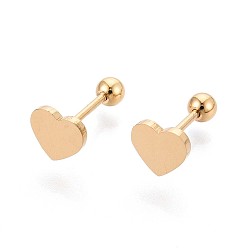 Настоящее золото 14K 304 серьги-гвоздики из нержавеющей стали для женщин, сердце, ионное покрытие (ip), реальный 14 k позолоченный, 5.5x6 мм