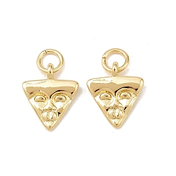 Настоящее золото 18K Латунные подвески, амулеты в виде треугольного лица/пиццы, долговечный, без свинца и без кадмия, стойки покрытие, с целью перехода в кольце, реальный 18 k позолоченный, 12x10x2 мм, отверстие : 3.3 мм