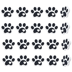 Черный 22шт. силиконовые бусины в форме отпечатков собачьих лап, изготовленные из экологически чистого пищевого силикона,, изготовление ожерелий diy, чёрные, 24x29.5x8.3 мм, отверстие : 2 мм