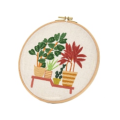 Other Plants Plants Pattern Embroidery Kits, Including Embroidery Cloth & Thread, Needle, Instruction Sheet, 275x275mm
