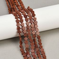 Камень с Пылевым Золотом Синтетические голдстоуновские бисер пряди, цветка сливы, 6~6.5x6x2.5 мм, отверстие : 0.8 мм, около 60~63 шт / нитка, 14.37~14.84'' (36.5~37.7 см)