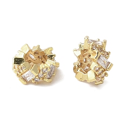 Золотой Латунные микро проложить Цирконий Европейский бисером, без кадмия и без свинца, Кольца, стойки покрытие, долговечный, золотые, 8x4 мм, отверстие : 4 мм