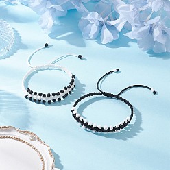 (52) Непрозрачная лаванда 2шт. браслеты из бисера ручной работы из стеклянных бус для женщин, разноцветные, внутренний диаметр: 2-1/4~3-1/4 дюйм (5.8~8.3 см)