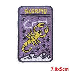 Scorpion Rectangle avec constellation tissu de broderie informatisé fer sur/coudre sur des patchs, accessoires de costumes, Scorpion, 78x50mm