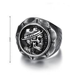 Античное Серебро Хэллоуин 304 Кольца из нержавеющей стали для мужчин, череп, античное серебро, размер США 8 (18.1 мм)