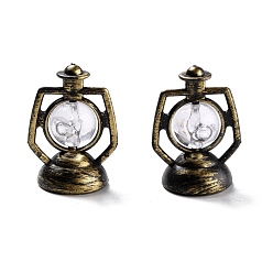 Pale Goldenrod Creative Mini Resin Oil Lamp, for Dollhouse Accessories Pretending Prop Decorations, Pale Goldenrod, 20x26x35~35.5mm, 2pcs/set