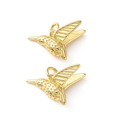 Chapado en Oro Real 18K Encantos de bronce, encantos de colibrí, sin plomo y cadmio, chapado en rack, larga duración plateado, real 18 k chapado en oro, 15x13x7 mm, agujero: 3.5 mm