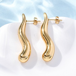 Золотой Капля 304 серьги-гвоздики из нержавеющей стали, золотые, 41x7.5 мм