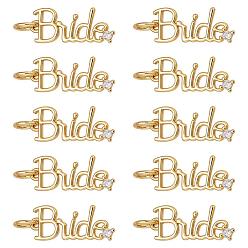 Настоящее золото 18K 10 кулоны из латуни с микрочастицами и кубическим цирконием., с целью перехода в кольце, Слово невесты, реальный 18 k позолоченный, 18x7.5x2.5 мм, Перейти кольцо: 5x1 мм, внутренний диаметр: 3.5 мм