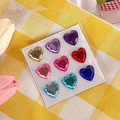 Разноцветный Мультяшные 3d наклейки из ПВХ со стразами в форме сердца, Декоративные наклейки с драгоценными камнями и хрустальными сердцами для детского творчества, красочный, 18 мм, 9шт / лист