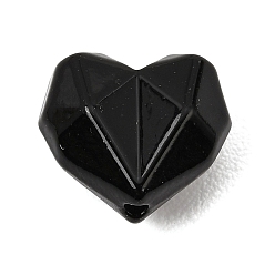 Black Alloy Enamel Beads, Heart, Black, 11x12x7mm, Hole: 1.2mm