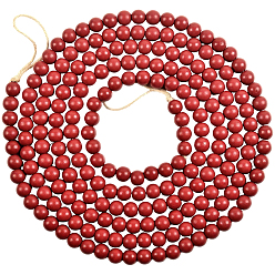 (123L) Белый крем непрозрачный блеск Подвесные украшения из деревянных круглых бусин для рождественских украшений, огнеупорный кирпич, 2920 мм