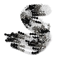 Черный Прозрачный градиент цвета стеклянные бусины пряди, двухконусные, граненые, чёрные, 8x7 мм, отверстие : 1.2~1.4 мм, около 45~46 шт / нитка, 12.91~13.15'''(32.8~~33.4см)