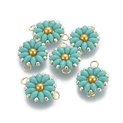 Аквамарин Японский бисер miyuki & toho ручной работы ссылки, Ткацкий станок, подсолнечника, аквамарин, 19~20x13.5~14x4.5 мм, отверстие : 3 мм