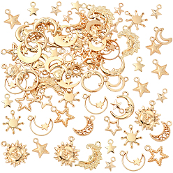 Light Gold 4 подвески из сплава сумок, луна и солнце и очарование звезды, золотой свет, 11~25.5x8~18.5x1.5~3 мм, отверстие : 1.6~2 мм, 20 шт / пакет