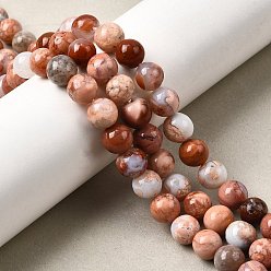 Натуральный Агат Натуральный розовый агат бисер нитей, круглые, 8 мм, отверстие : 1.4 мм, около 47~49 шт / нитка, 14.84''~15.83'' (37.7~40.2 см)