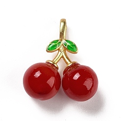 (123L) Белый крем непрозрачный блеск Подвески лэмпворк ручной работы, с латунной фурнитурой , без кадмия и без свинца, матовый золотой цвет, вишня, огнеупорный кирпич, 19x16.5x8 мм, отверстие : 3.5x2 мм