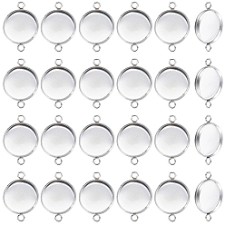 Stainless Steel Color 100Pcs 304 Stainless Steel Cabochon Connector Settings, Plain Edge Bezel Cups, Flat Round, Stainless Steel Color, Tray: 12mm, 19x13.5x2mm, Hole: 1.8mm
