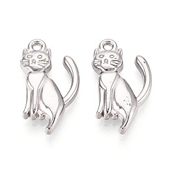 Нержавеющая Сталь Цвет 304 подвески из нержавеющей стали, кошка, цвет нержавеющей стали, 20.5x11.5x3.5 мм, отверстие : 1.2 мм