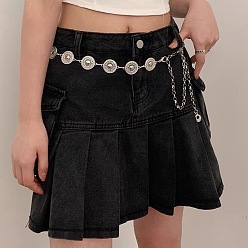 Платина Поясные цепи из цинкового сплава с цветочным звеном, цепочка для живота для женщин, платина, 600 мм