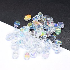 Прозрачный АВ Стеклянные прелести, овальные, с покрытием AB цвета, ясно AB, 8x6x4 мм, отверстие : 1 мм