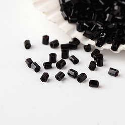 Black FGB Grade A Glass Seed Beads, Hexagon(Two Cut), Opaque Colours, Black, 2~3x1.5~2mm, Hole: 0.5mm, about 37500pcs/pound