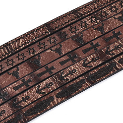 Кокосово-Коричневый 1.2м плоский шнур из искусственной кожи, шнур для украшений из тисненой кожи, ювелирные изделия diy шнур, смешанную картину, кокосового коричневый, 10x2.5~3 мм, около 1.31 ярдов (1.2 м) / пачка