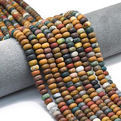 Океанический Джаспер Океан Природный яшмы бисер нитей, матовые, рондель, 8x5 мм, отверстие : 1.4 мм, около 73~75 шт / нитка, 14.96~15.16 дюйм (38~38.5 см)