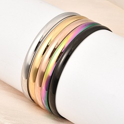 Color mezclado 304 Pulseras lisas de acero inoxidable para mujeres y hombres., revestimiento de iones (ip), larga duración plateado, color mezclado, diámetro interior: 2.56 pulgada (6.5 cm)