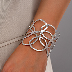 Платина Полые браслеты-манжеты из сплава для женщин, кольцо, платина, внутренний диаметр: 2-1/4 дюйм (5.6 см)