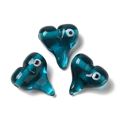 Светло-зеленый Бусины лэмпворк , сердце с сглаза, светло-зеленый, 18x18x9 мм, отверстие : 1.8 мм