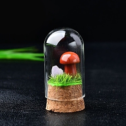 Красный Камень Натуральные красные яшмовые грибы для украшения витрины, со стеклянной крышкой, для украшения рабочего стола домашнего офиса, 20 мм