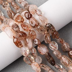 Rutilated Кварц Природные Rutilated кварцевые нити бисера, самородки, 6~10.5x6~7.5x4~5 мм, отверстие : 0.8 мм, около 50~55 шт / нитка, 15.94'' (40.5 см)