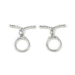 Платина Покрытие стойки экологически чистые латунные застежки-тоглы, долговечный, без свинца и без кадмия, текстурированное кольцо, платина, Кольцо: 14x11x1.5 mm, отверстие : 1.2 мм, бар: 7x18.5x2.2 mm, отверстие : 1.2 мм.