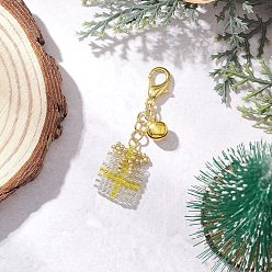 Белый Рождественский подарок, подвеска из стеклянных бусин ручной работы, украшения, с подвесками в виде железных колокольчиков и застежками-карабинами из сплава, золотые, белые, 50 мм