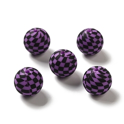 Средняя Орхидея Непрозрачные силиконовые бусины, круглый с тартаном, средне орхидеи, 15x14.5 мм, отверстие : 2.3 мм