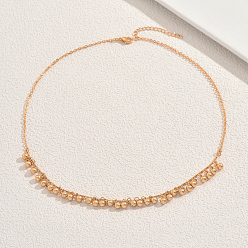 Золотой Минималистичные ожерелья из железных круглых бусин с кисточками для повседневной носки и неформальных выходов, золотые, 19.29 дюйм (49 см)