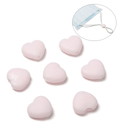 Rouge Lavande Verrou de cordon en plastique pvc coeur pour cache-bouche, boucles de cordon antidérapantes, régleur de corde, blush lavande, 9.5x10x3.5mm, Trou: 2x4mm