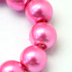 Hot Pink Baking Painted Glass Pearl Round Bead Strands, Hot Pink, 10~11mm, Hole: 1.5mm, about 80~85pcs/strand, 31.4 inch1.5mm