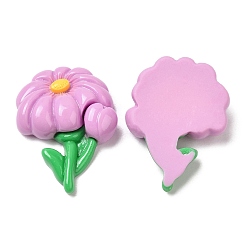 Фиолетовый Непрозрачные кабошоны из смолы, цветок, фиолетовые, 31x23x8 мм