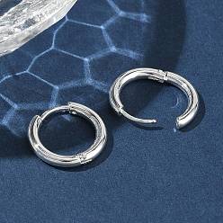 Серебро 304 обруч серьги из нержавеющей стали замке, круглые, серебряные, 17x2.5 мм, 10 датчик