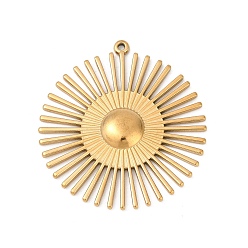 Настоящее золото 18K 304 подвески из нержавеющей стали, ионное покрытие (ip), очарование солнца, реальный 18 k позолоченный, 38x35x3 мм, отверстие : 1.2 мм