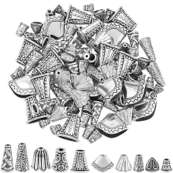 Античное Серебро 100шт 10 стили сплав бусина конус, античное серебро, 7.5~18x6~23x6~8.5 мм, отверстие : 1.5~4 мм, 10 шт / стиль