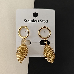 Золотой Овальные 304 из нержавеющей стали мотаться серьги стержня, золотые, 50 мм