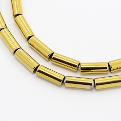 с Золотистым Покрытием Grade A Electroplate немагнитных синтетический гематит бисер пряди, колонка, с золотым покрытием, 9x3 мм, отверстие : 1 мм, около 44 шт / нитка, 15.9 дюйм