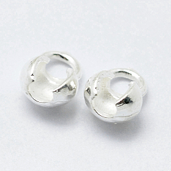 Silver 925 Sterling Silver Bead Tips Knot Covers, Silver, 6x5x4mm, Hole: 1.5mm