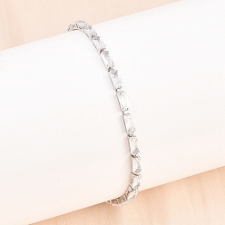 Прозрачный 316 браслеты-слайдеры из хирургической нержавеющей стали, с кубического циркония, прозрачные, 9-7/8 дюйм (25 см), ссылка: 7x3x3 mm