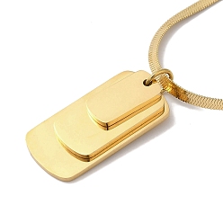 Real 18K Gold Plated 304 Stainless Steel Snake Chain Necklaces, Rectangle Pendant Necklaces, Real 18K Gold Plated, 16.42 inch(41.7cm)