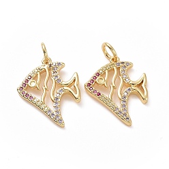 Золотой Латуни циркония кубической подвески, без кадмия и без свинца, подвески в виде рыб-бабочек, золотые, 18.5x14.5x2 мм, отверстие : 3.5 мм