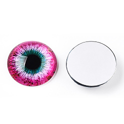 Фуксиновый Кабошоны из стекла, полукруглый с глазом, красно-фиолетовые, 20x6.5 мм